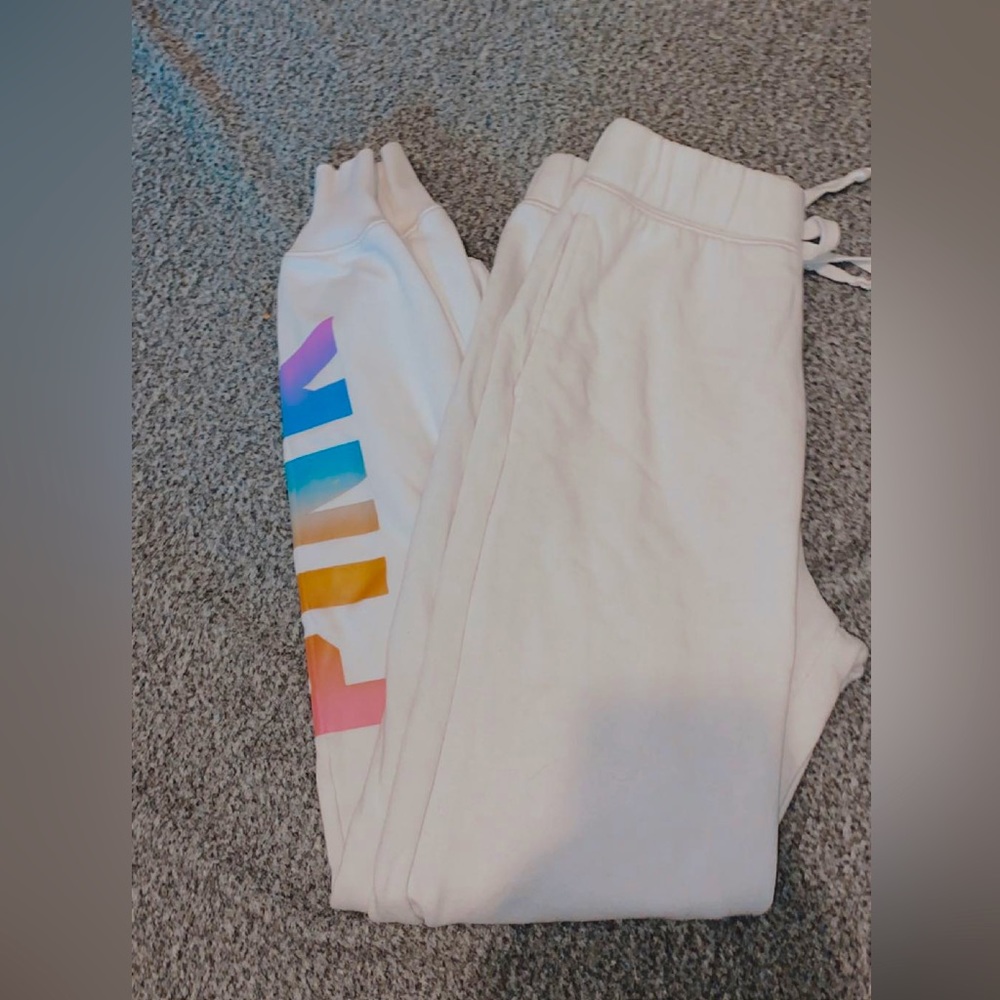 Brand: Pink, white sweatpants